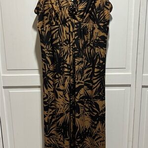 Ruby Rd. Tropical Black‎ and Tan Maxi Dress Women's Size Small